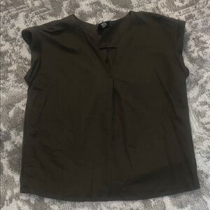 Bobeau Olive V-Neck Blouse